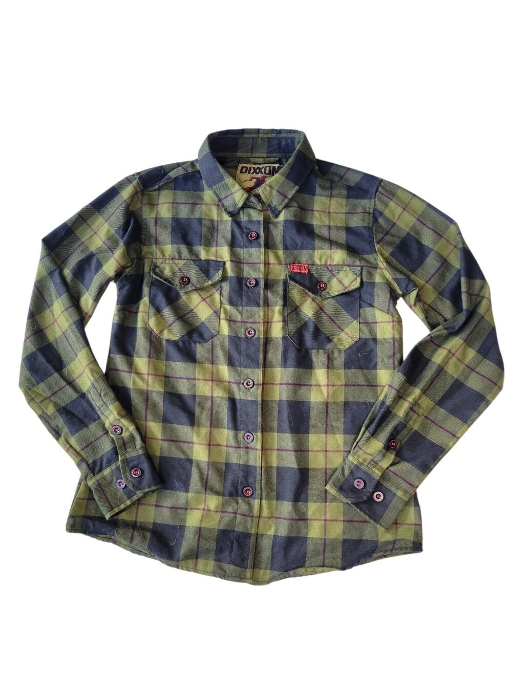 Dixxon Flannel 12 Gauge Womens Medium Green Black Plaid Button Up